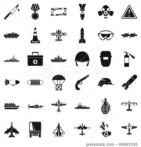 Military depot icons set, simple style 40603593