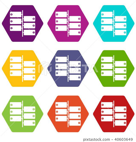 Infographic blocks on signpost icon set color hexahedron Infographic blocks on signpost icon set color hexahedron 40603649
