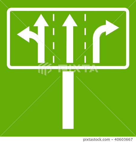 Traffic lanes at crossroads junction icon green Traffic lanes at crossroads junction icon green 40603667