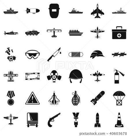 Military resources icons set, simple style 40603678