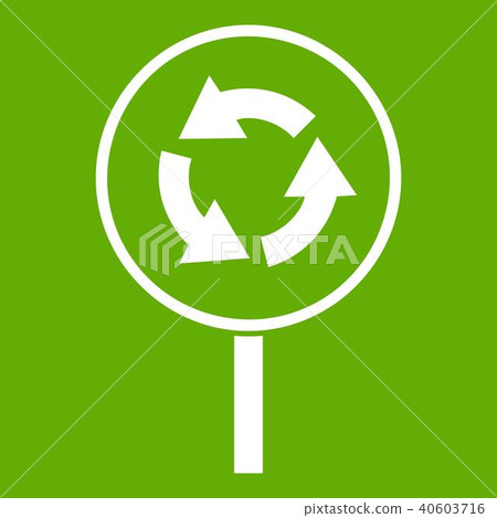 Circular motion road sign icon green 40603716