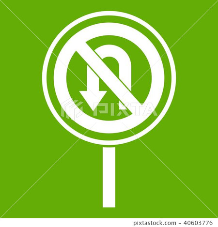 插圖素材: no u turn road sign icon green