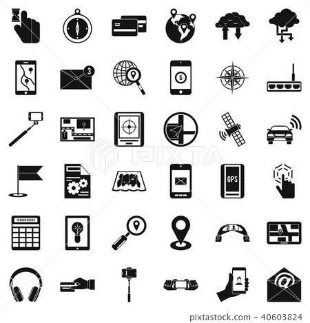 Portable widget icons set, simple style 40603824