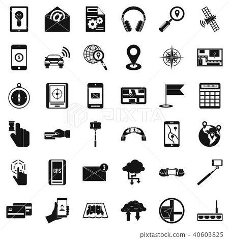 Mobile widget icons set, simple style 40603825