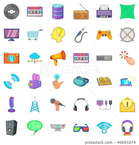 App widget icons set, cartoon style 40603874