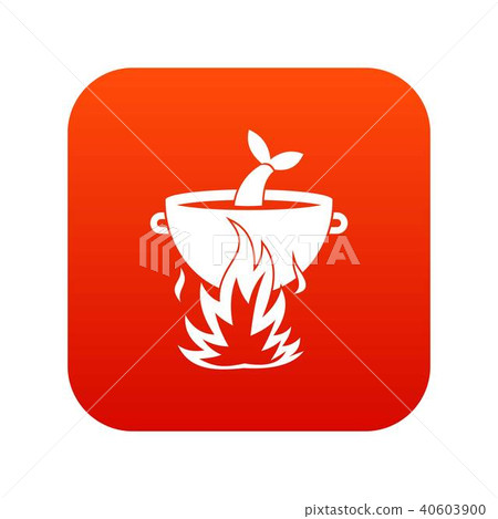 Fish soup on a fire icon digital red Fish soup on a fire icon digital red 40603900