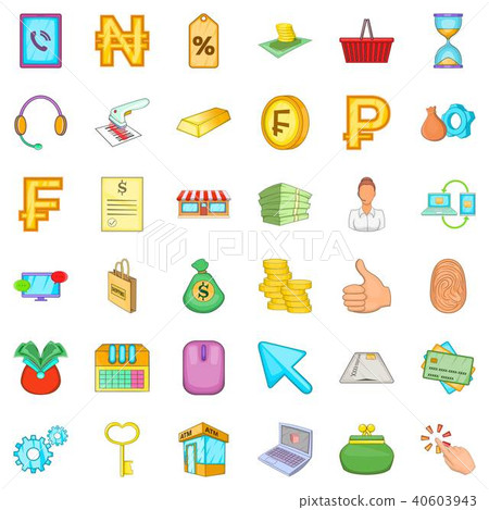 Bank office icons set, cartoon style Bank office icons set, cartoon style 40603943
