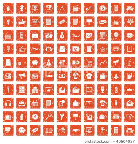 100 marketing icons set grunge orange 100 marketing icons set grunge orange 40604057