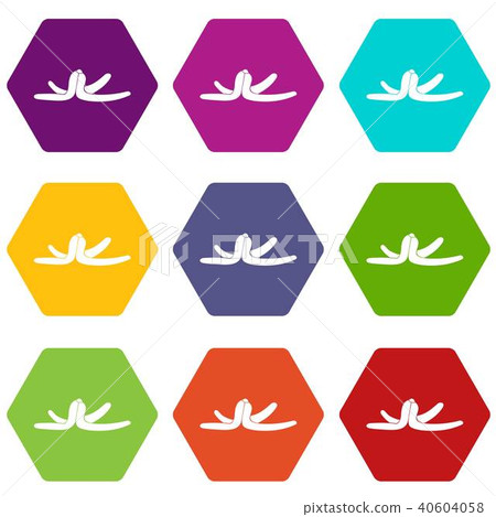 Banana skin icon set color hexahedron Banana skin icon set color hexahedron 40604058