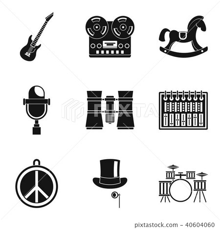 Musical education icons set, simple style Musical education icons set, simple style 40604060