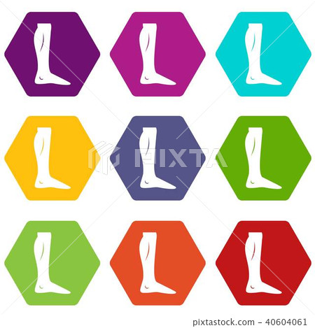 Human leg icon set color hexahedron Human leg icon set color hexahedron 40604061