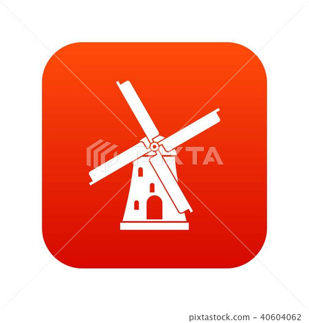 Ancient windmill icon digital red Ancient windmill icon digital red 40604062