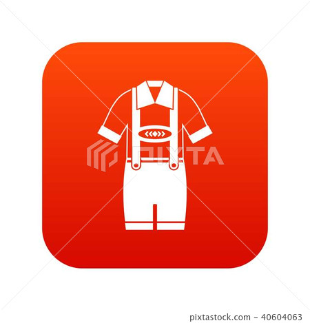 T-shirt and pants with suspenders icon digital red T-shirt and pants with suspenders icon digital red 40604063