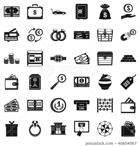 Amount of money icons set, simple style Amount of money icons set, simple style 40604067