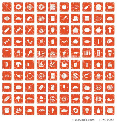 100 meal icons set grunge orange 100 meal icons set grunge orange 40604068