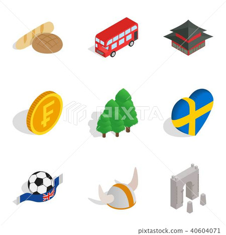 English nation icons set, isometric style English nation icons set, isometric style 40604071
