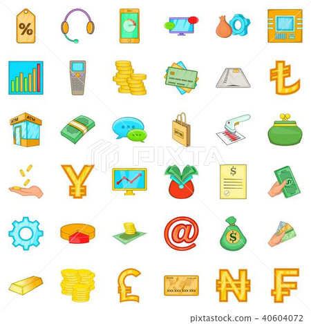 Real cash icons set, cartoon style Real cash icons set, cartoon style 40604072