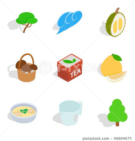 Forest park zone icons set, isometric style Forest park zone icons set, isometric style 40604075