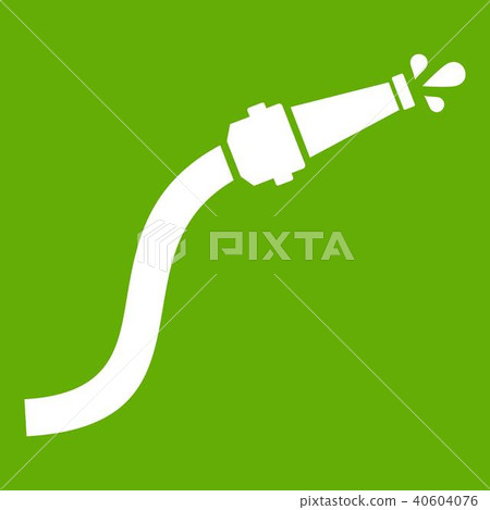 Fire hose with water drops icon green Fire hose with water drops icon green 40604076