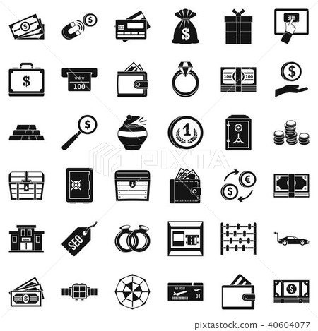 Hard cash icons set, simple style Hard cash icons set, simple style 40604077
