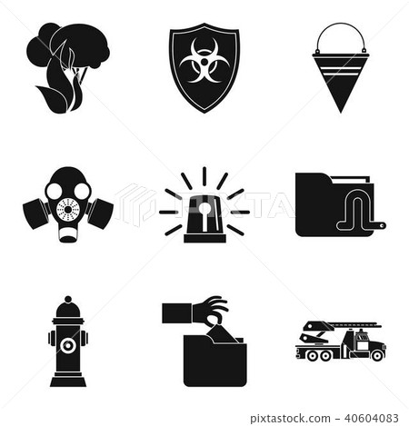 Protection of the park icons set, simple style Protection of the park icons set, simple style 40604083