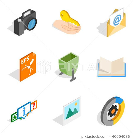 Information media icons set, isometric style 40604086