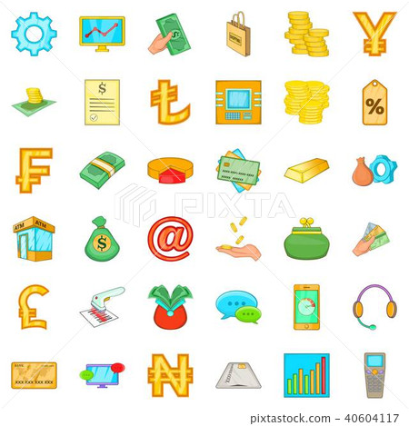 Cashier icons set, cartoon style 40604117