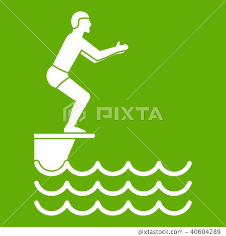 Man standing on springboard icon green 40604289