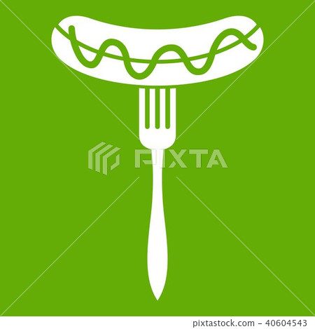 Sausage on fork icon green 40604543