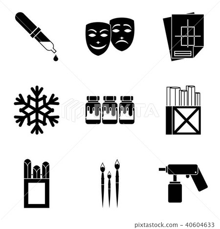Paint school icons set, simple style Paint school icons set, simple style 40604633