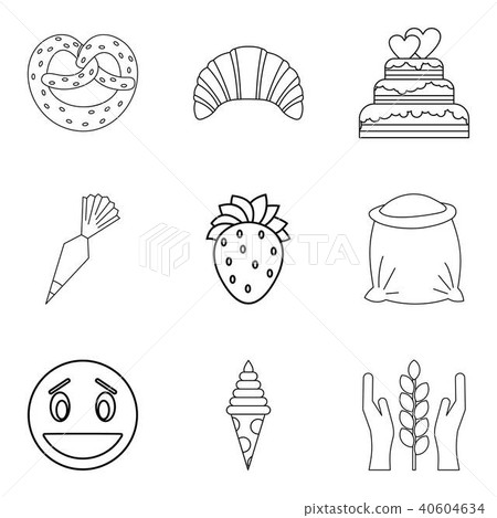 Dough icons set, outline style 40604634