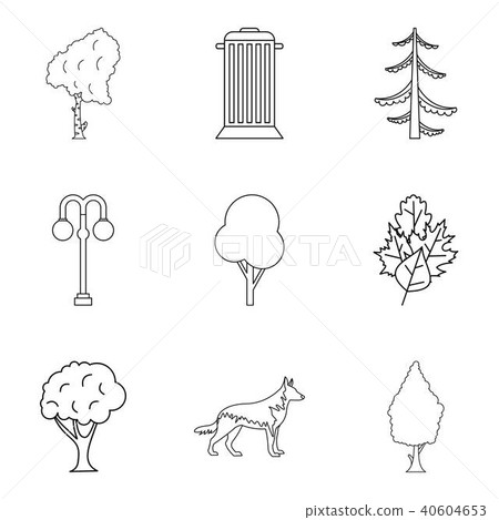 Green zone icons set, outline style Green zone icons set, outline style 40604653
