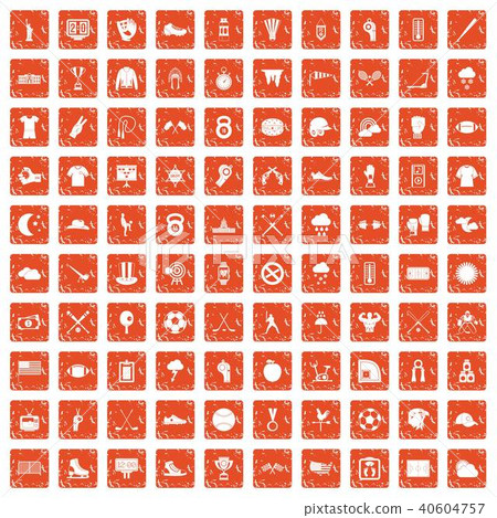 100 baseball icons set grunge orange 100 baseball icons set grunge orange 40604757