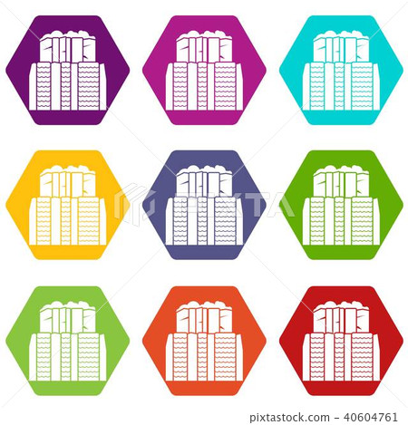 Iguazu falls, Argentina icon set color hexahedron 40604761