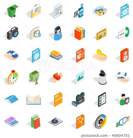 Video observation icons set, isometric style Video observation icons set, isometric style 40604781