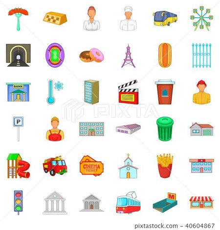 Municipal view icons set, cartoon style 40604867