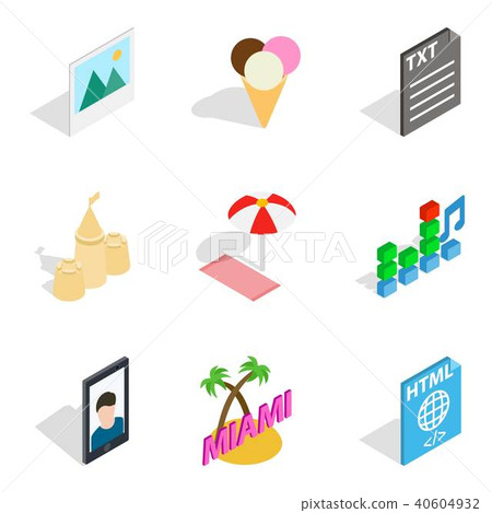 Holiday photograph icons set, isometric style 40604932