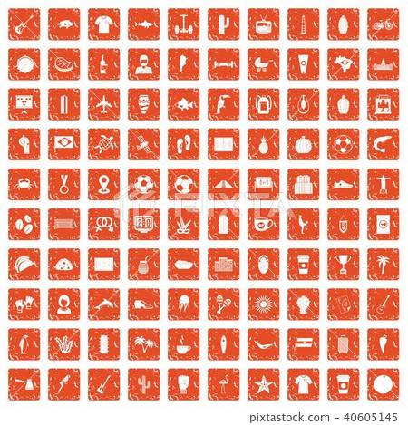 100 South America icons set grunge orange 100 South America icons set grunge orange 40605145