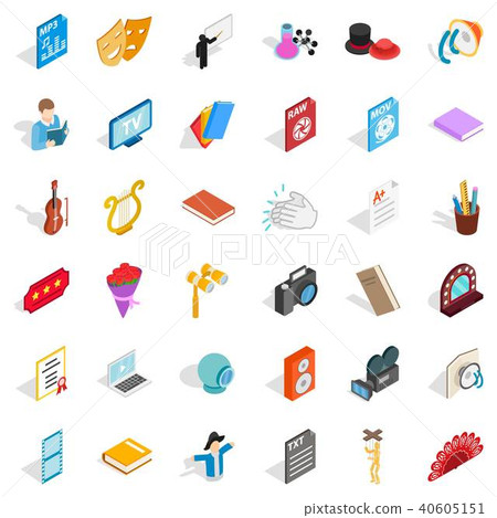 Live concert icons set, isometric style 40605151