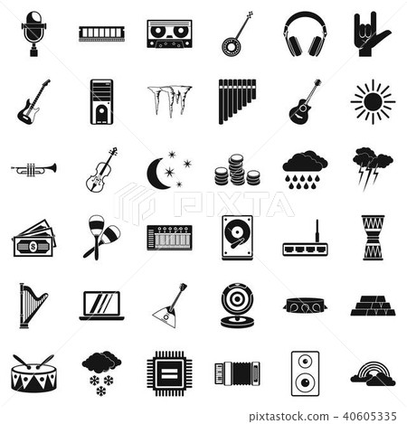 Resound icons set, simple style 40605335