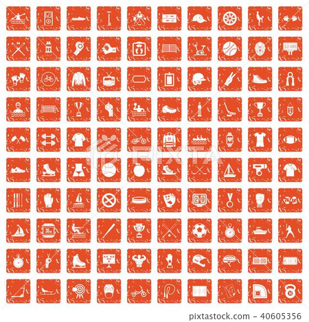 100 sport team icons set grunge orange 40605356