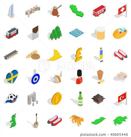 Ethnicity icons set, isometric style 40605448