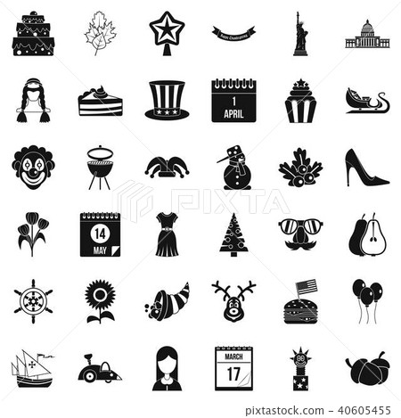 Folk festival icons set, simple style Folk festival icons set, simple style 40605455