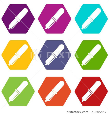 Pipette icon set color hexahedron 40605457