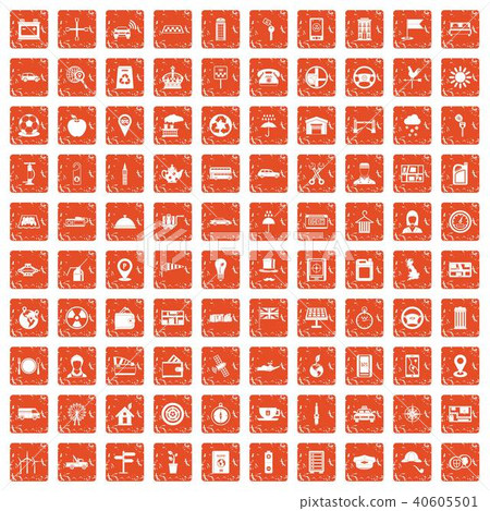 100 taxi icons set grunge orange 40605501