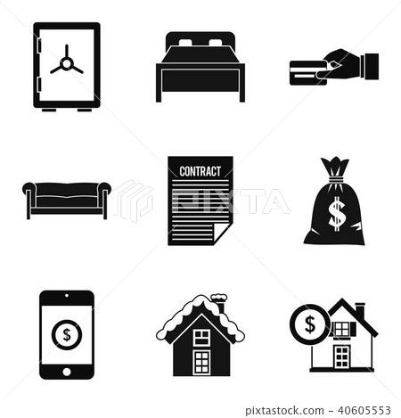 Property icons set, simple style 40605553