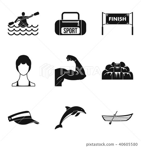 Rafting icons set, simple style Rafting icons set, simple style 40605580