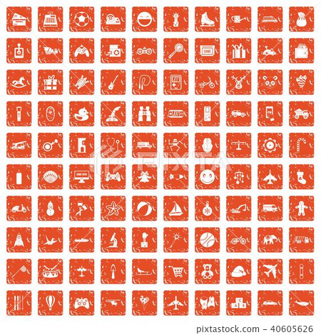100 toys for kids icons set grunge orange 100 toys for kids icons set grunge orange 40605626