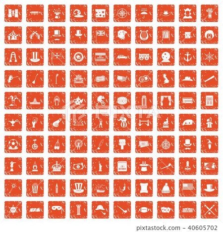 100 top hat icons set grunge orange 40605702