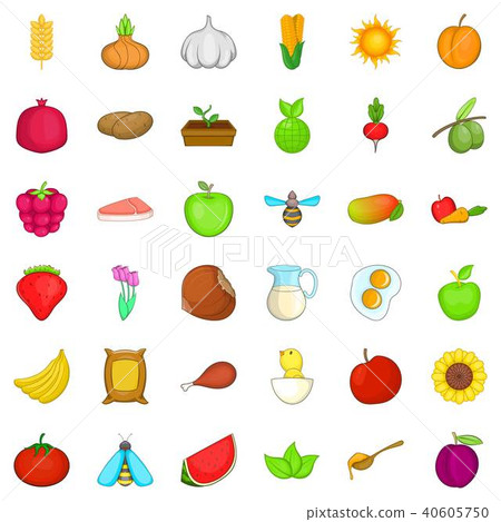 Natural ration icons set, cartoon style 40605750